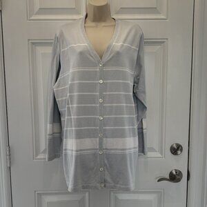 Light Gray-Blue/White Button Sweater by Jones New York